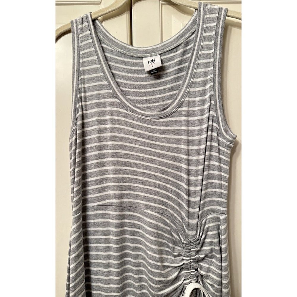 CABI Striped Maxi Dress Womens SMALL Grey White STRIPE EASY 5974‎